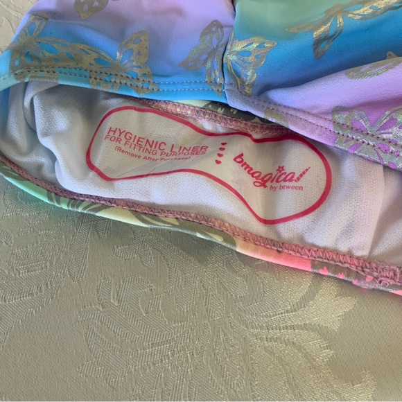 Girls, Rainbow, holographic, butterfly, cross back, one piece Swimsuit NWT - Picture 4 of 5